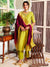 Solid Ethnic Woven & Embroidered Kurta with Pant & Dupatta - Green