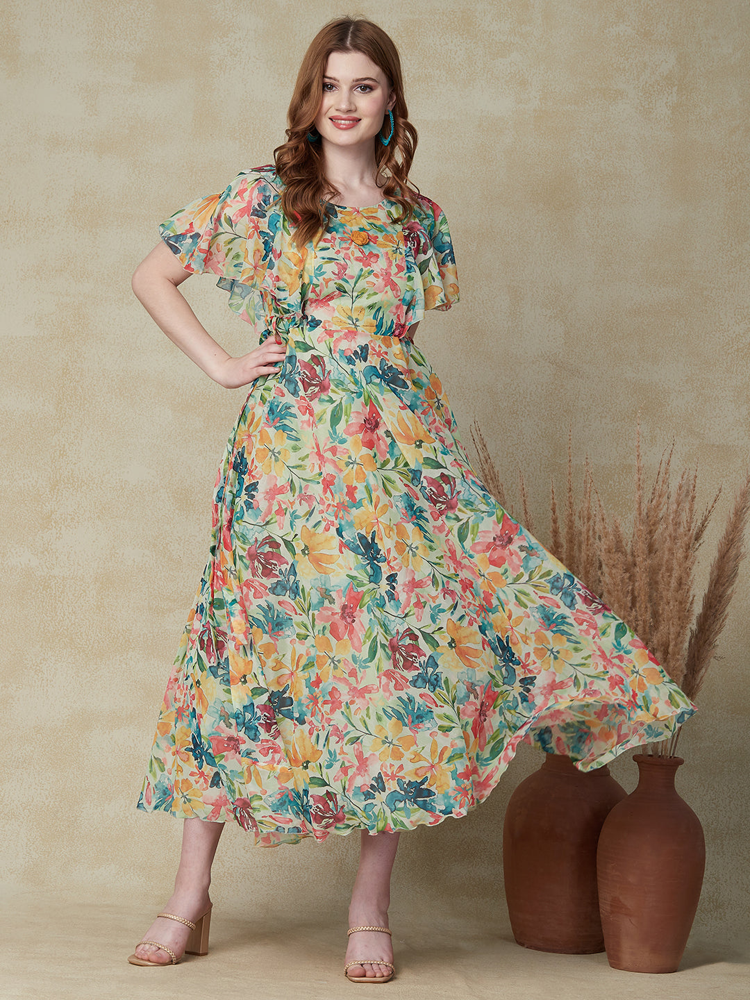 Fuchsia Floral Fit & Flare Maxi Dress – Hello Pink LLC