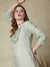 Solid Floral Hand Embroidered Straight Fit Kurta - Pastel Green
