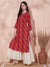 Bandhani Foil Printed Straight Fit Kurta - Red