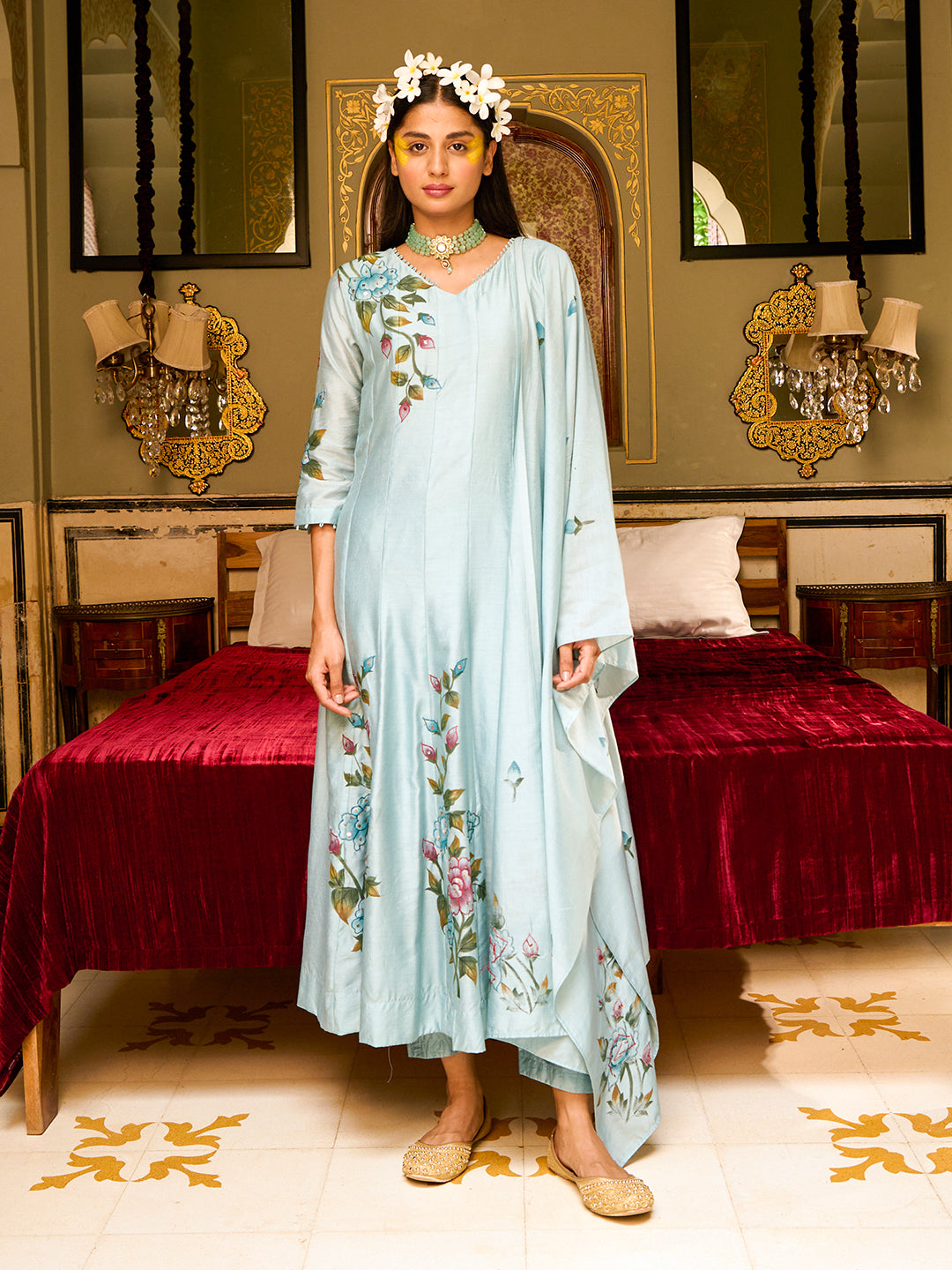 Melange floral print anarkali on sale kurta