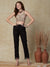 Solid Crochet Lace Detailed Straight Fit Ankle Pant - Black