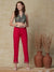 Solid Crochet Lace Detailed Straight Fit Ankle Pant - Fuchsia
