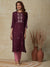 Solid Mirror, Resham, Sequins & Zari Embroidered Kurta - Mauve