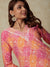 Ethnic Printed Resham & Sequins Embroidered Lace Work Kurta - Pink & Multi