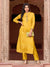 Bandhani Printed & Ethnic Embroidered Straight Fit Kurta with Pant - Mustard