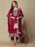 Woven Zari Jacquard Sequins & Zari Dori Embroidered Kurta with Pants & Dupatta - Maroon