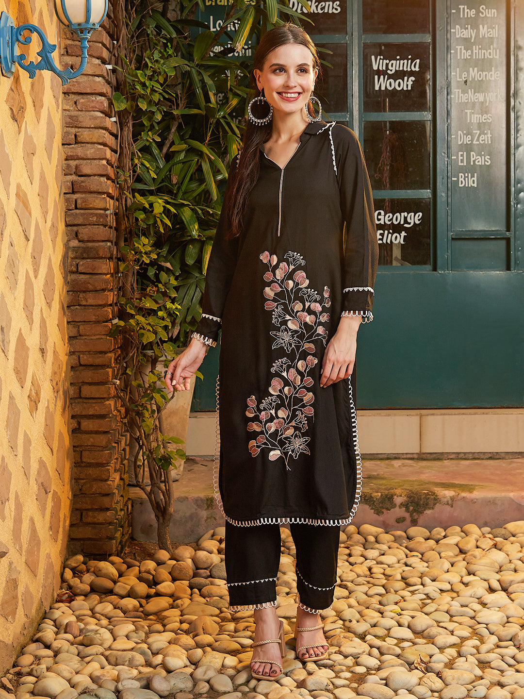 Black Foil Print Pebble Leggings