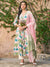 Floral Printed Resham & Zari Embroidered Anarkali Kurta with Pants & Dupatta - Multi