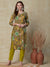 Abstract Printed Zari Dori & Sequins Embroidered Kurta - Green