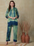 Shibori Dyed Sequins Embroidered Kurta with Pants Indo-Western Co-ord Set - Green