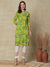 Abstract Tie-Dye Printed Mirror & Stones Embroidered kurta - Green