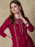 Solid Resham & Sequins Embroidered Kurta - Red