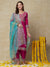Solid Mirror & Resham Embroidered Kurta with Palazzo & Embroidered Dupatta - Pink