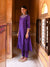 Polka Printed Zari & Sequins Embroidered Paneled Kurta with Pants - Purple