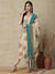 Mughal Floral Printed & Embroidered Straight Kurta with Pant & Dupatta - Cream