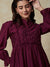 Solid Mirror Embroidered Peplum Kurti with Flared Pants Indo-Western Co-ord Set - Burgundy