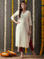 Solid Mirror Work Embroidered Straight Fit Kurta - Off White