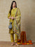 Solid Applique & Beads Embroidered Kurta with Pants & Dupatta - Green