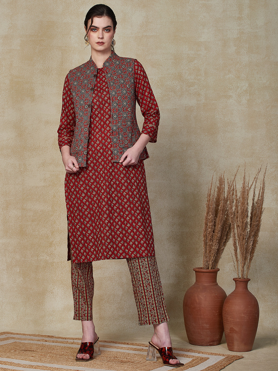 Ethnic jacket kurta with palazzo by Sugandh | The Secret Label