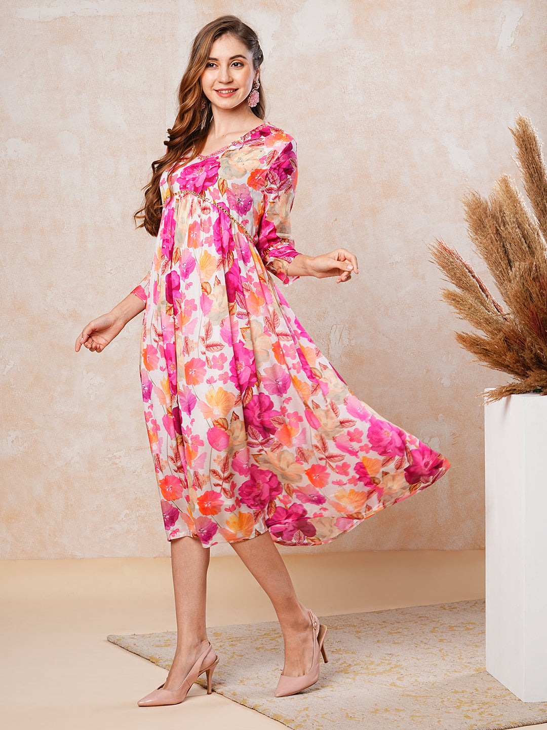 Buy Indigo LIVA A-Line Fusion Dress () for INR1149.50 | Biba India