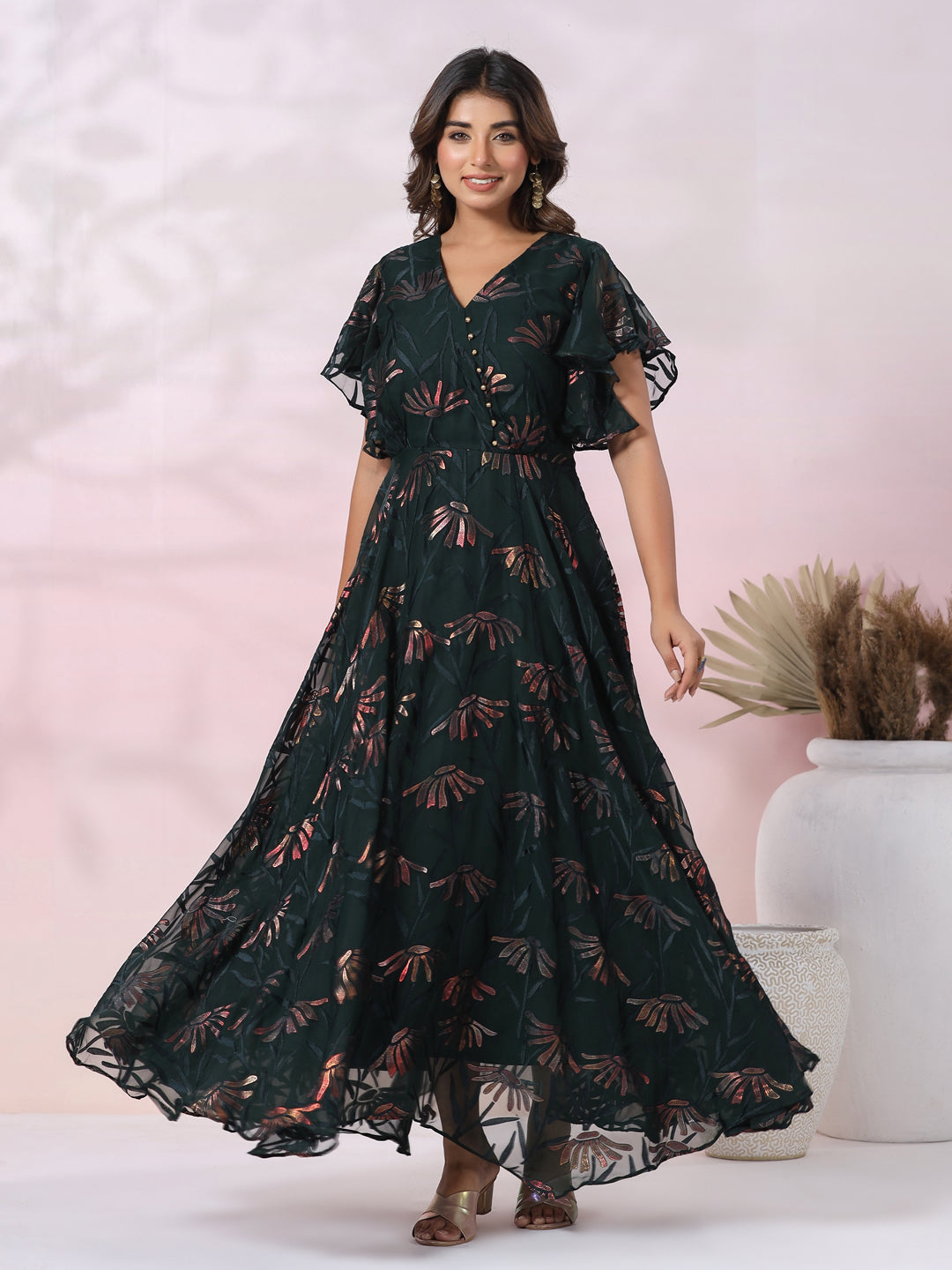 A line maxi dress with sleeves best sale