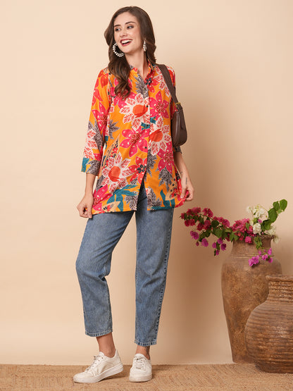 Floral Printed Buttoned Shirt - Multi & Yellow