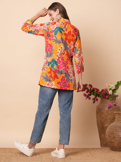 Floral Printed Buttoned Shirt - Multi & Yellow