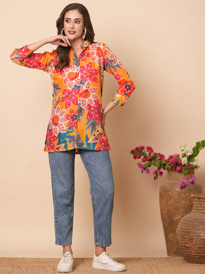 Floral Printed Buttoned Shirt - Multi & Yellow