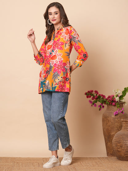 Floral Printed Buttoned Shirt - Multi & Yellow