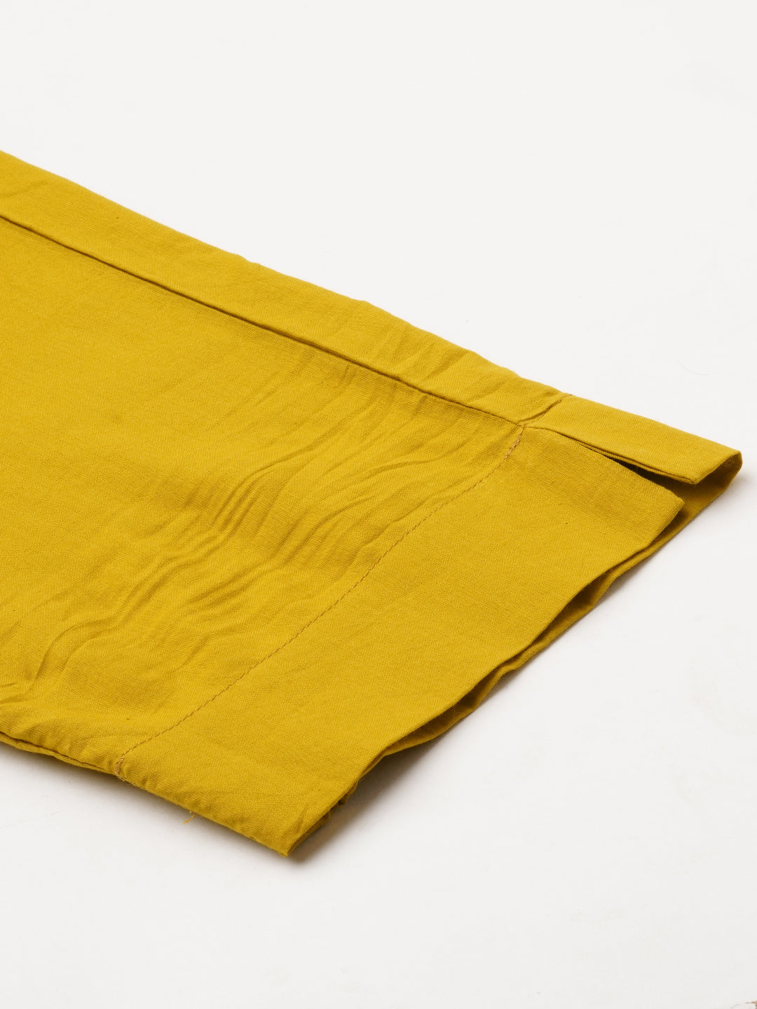 Ethnic Printed & Embroidered Kurta with Pant & Applique Work Dupatta - Mustard