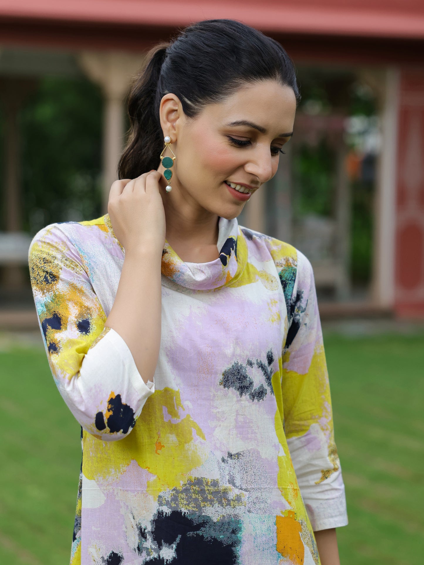 Abstract Printed A-line Kurta - Multi