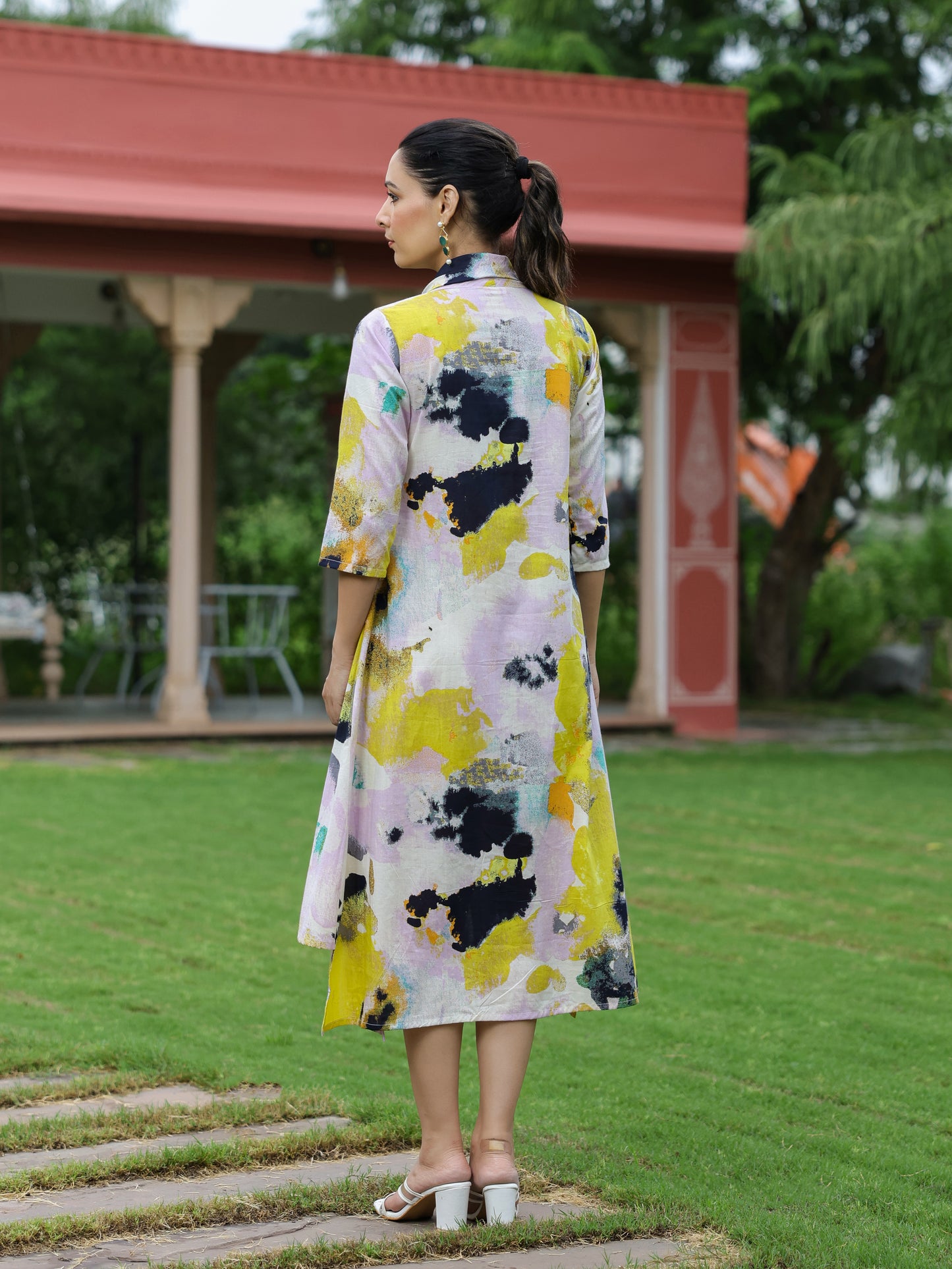 Abstract Printed A-line Kurta - Multi