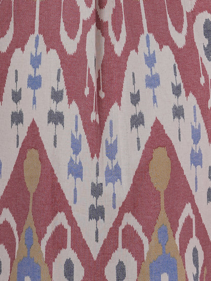 Ethnic Ikat Printed A-Line Pleated Kurta - Multi