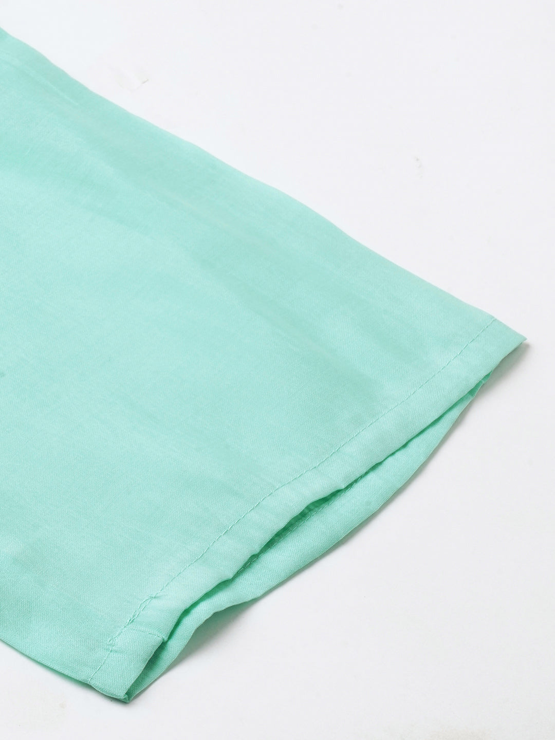 Abstract Printed & Floral Embroidered Straight Kurta with Pant & Dupatta - Turquoise Blue