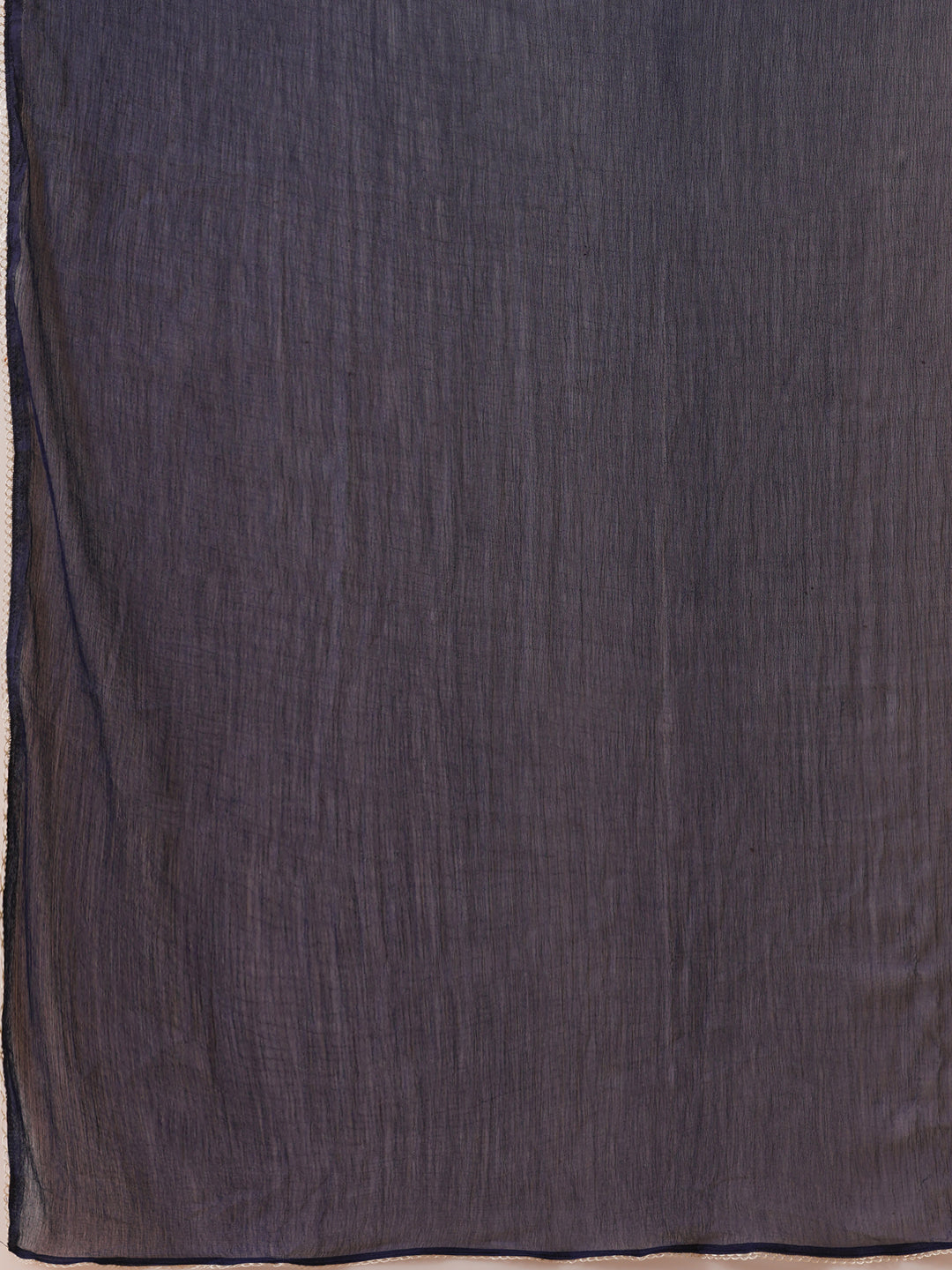 Ethnic Zari Woven & Embroidered Anarkali Flared Kurta with Pant & Solid Dupatta - Navy Blue