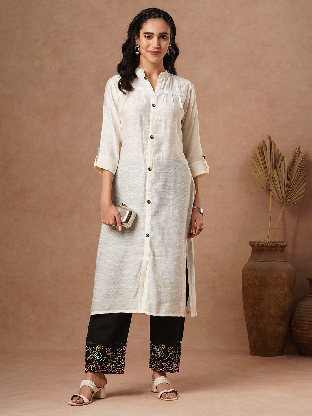 Solid A-Line Cut Kurta - White