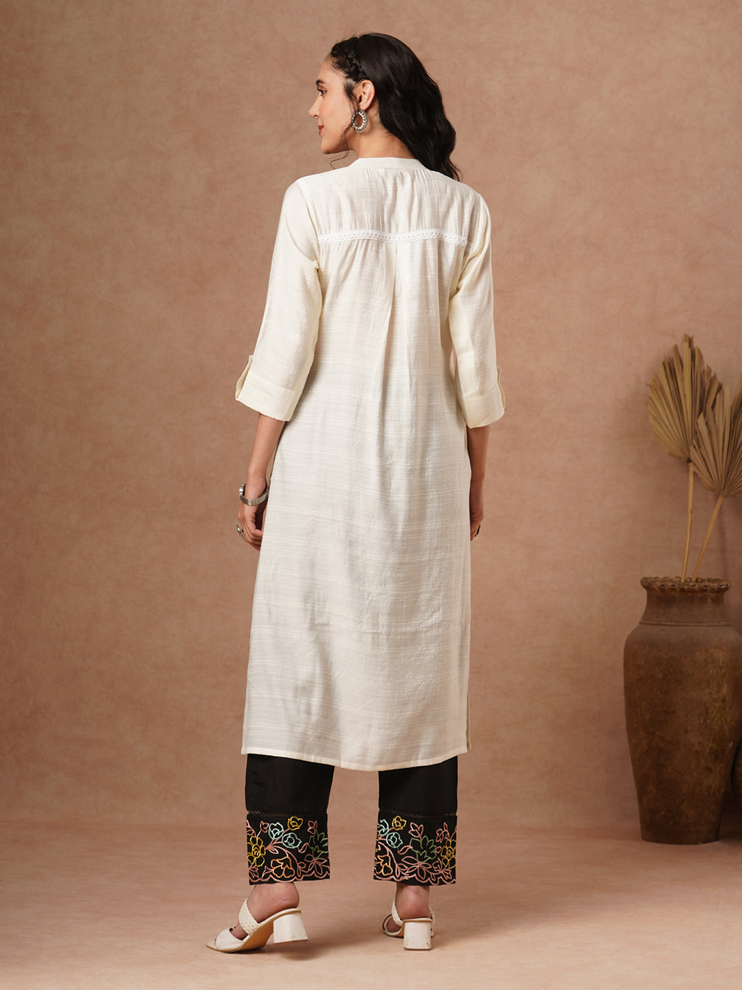 Solid A-Line Cut Kurta - White