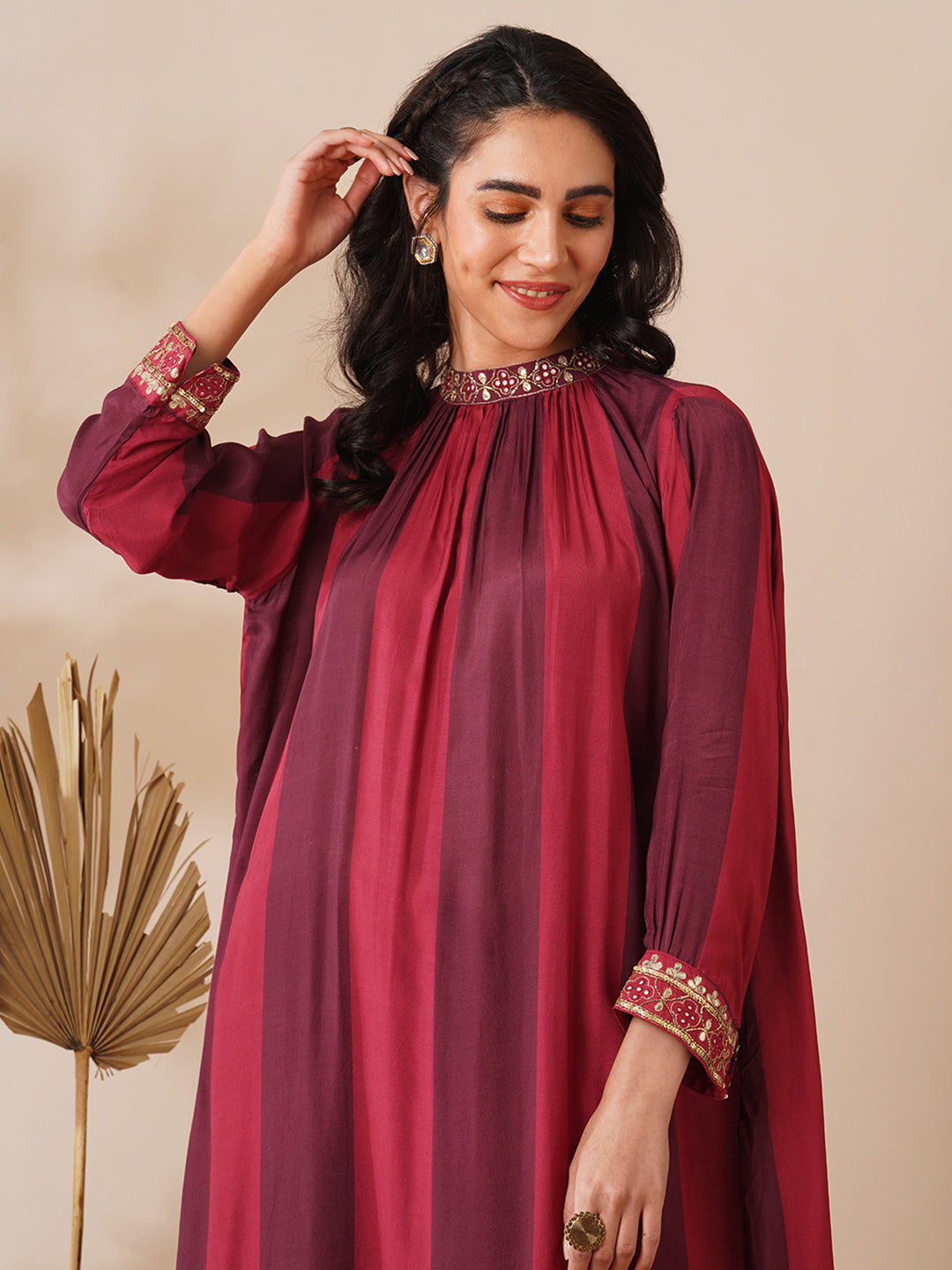 Gota Patti Embroidered Paneled A-Line Kurta with Pant - Multi