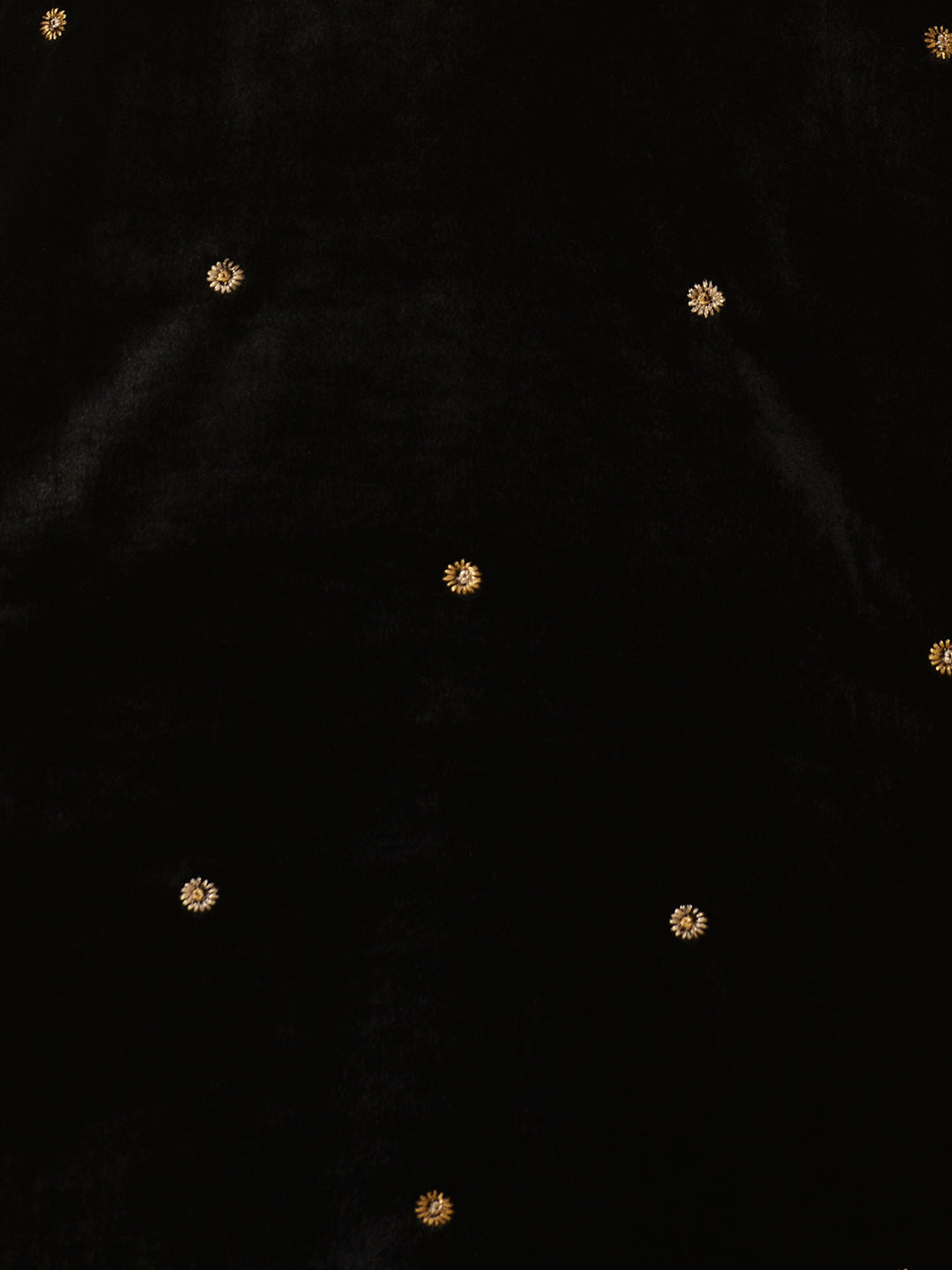 Solid Floral Embroidered Straight Velvet Kurta with Pant & Dupatta - Black