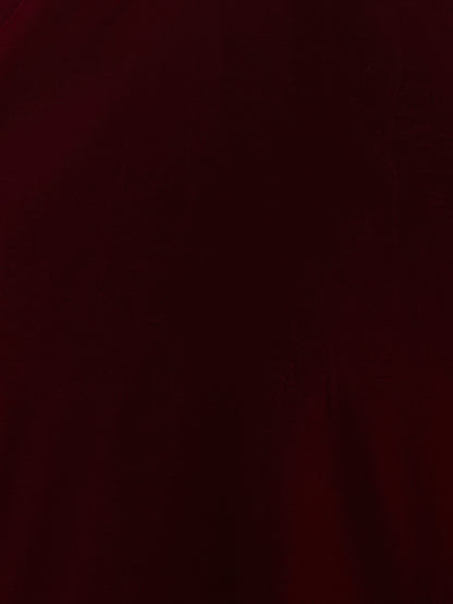 Solid Zari Embroidered Straight Velvet Kurta with Pant & Scalloped Dupatta - Maroon