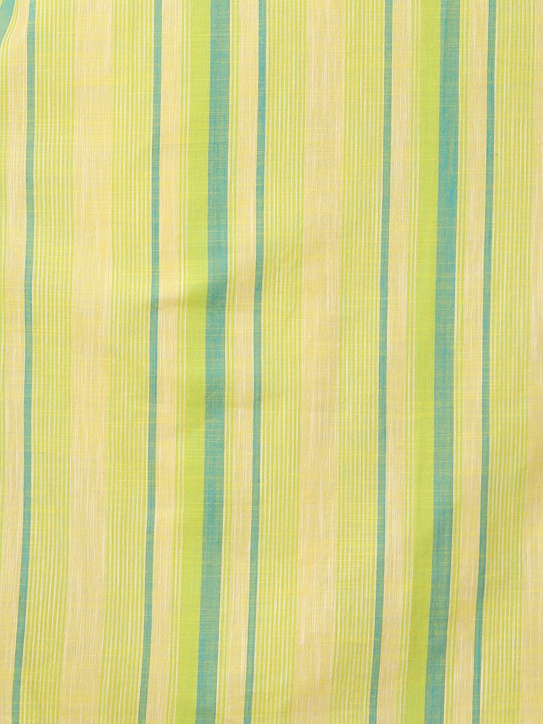 Stripes Woven & Floral Hand Embroidered Straight Fit Kurta - Green