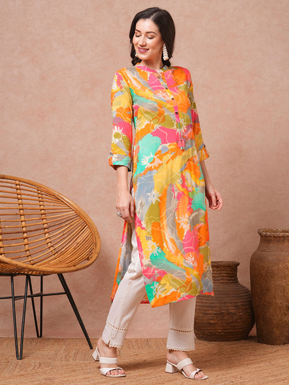 Abstract Printed Straight Fit Kurta - Multi