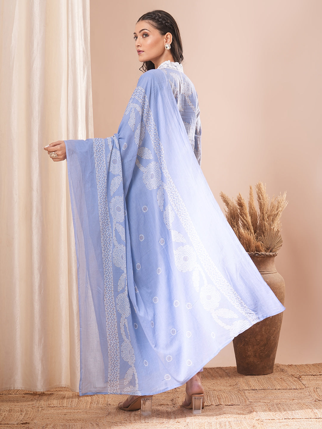 Ethnic Printed Straight Kurta with Pant and Dupatta - Lavender