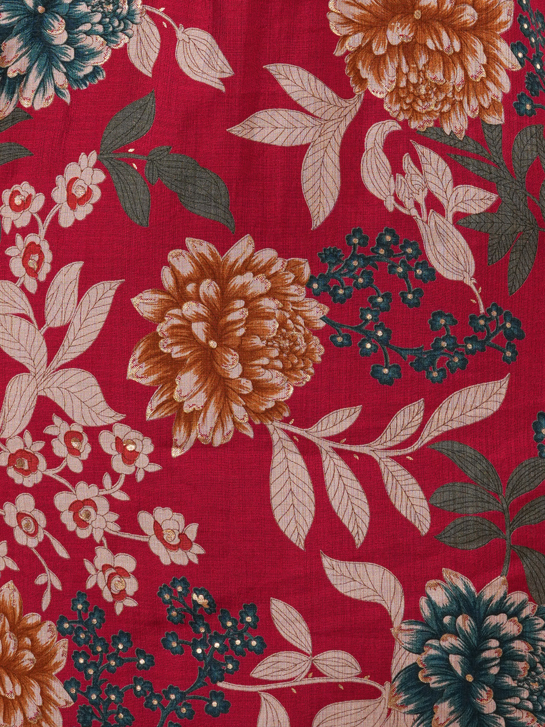 Abstract Floral Printed Straight Fit Kurta - Red