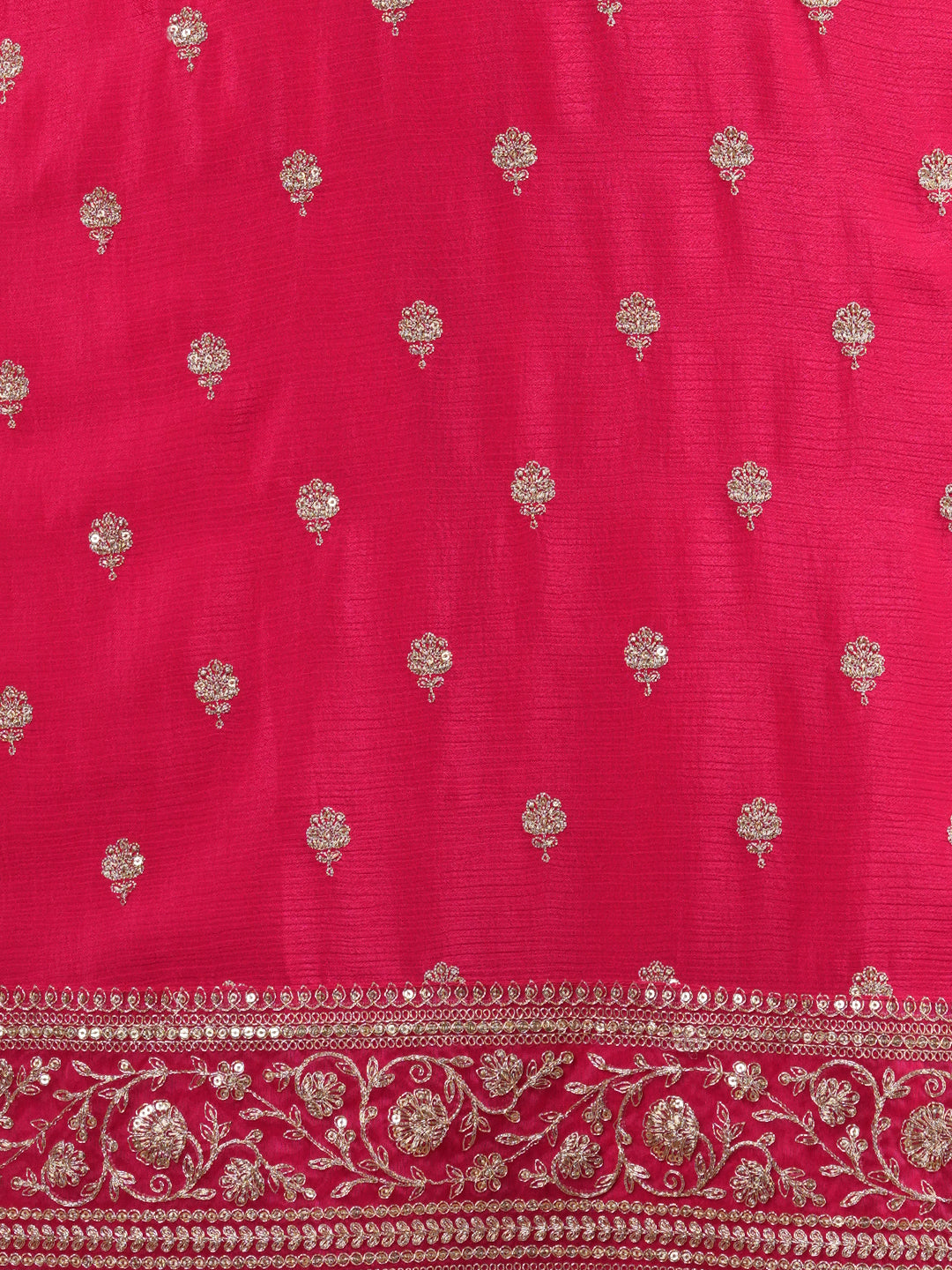 Ethnic Zari Embroidered Straight Kurta with Flared Palazzo & Leheriya Dupatta - Pink