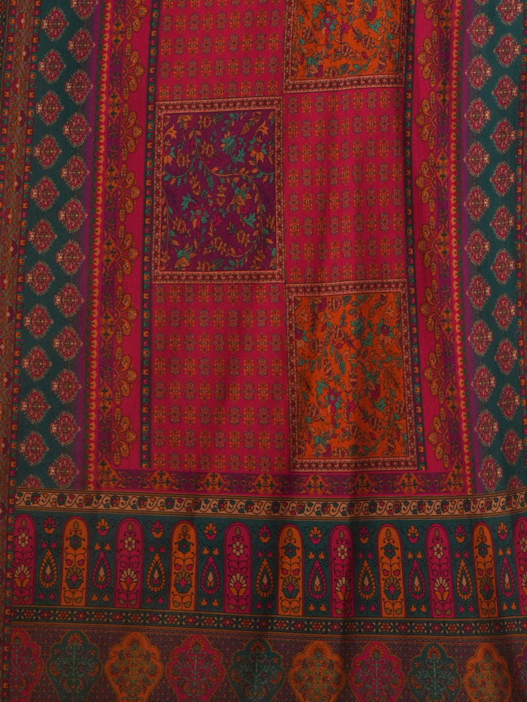 Ethnic Floral Printed & Embroidered Straight Fit Kurta with Pant and Dupatta - Multi