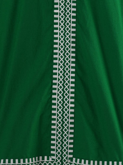 Solid Ethnic Floral Thread Embroidered Straight Fit Co-ord Set - Green