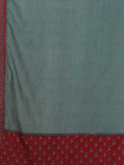 Ethnic Floral Printed Embroidered Anarkali Flared Kurta with Pant and Dupatta - Red