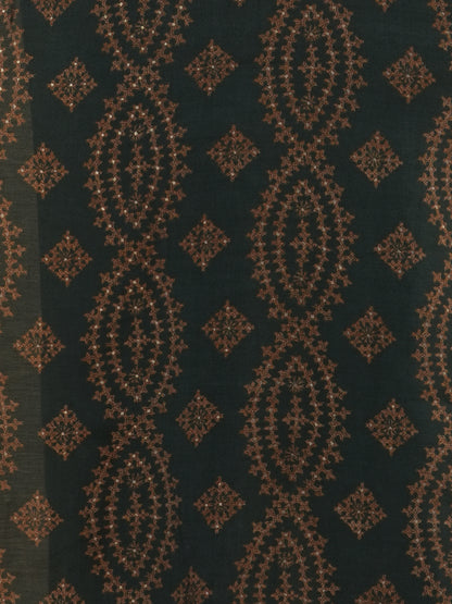 Ethnic Floral Printed & Embroidered Straight Fit Kurta with Pant and Dupatta - Green